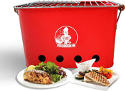 Vikkieerin Rode Houtskool Barbecue - Grilloppervlak (LxB) 43 x 25 cm  - Inclusief Luchtrooster - Rood