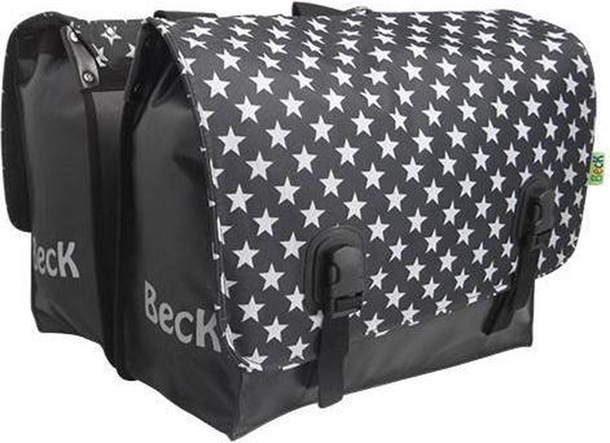 Beck Classic Stars - Dubbele Fietstas - 46 l - Zwart;wit