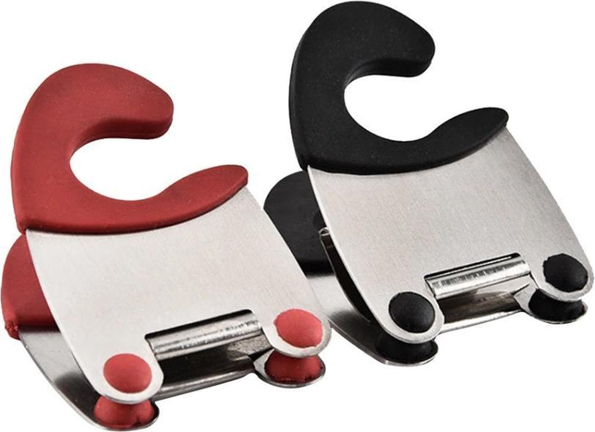 Invendio - Spatel & Lepel Clip Voor Potten En Pannen - Houder - Lepel - Vork - Siliconen - RVS - Zwart