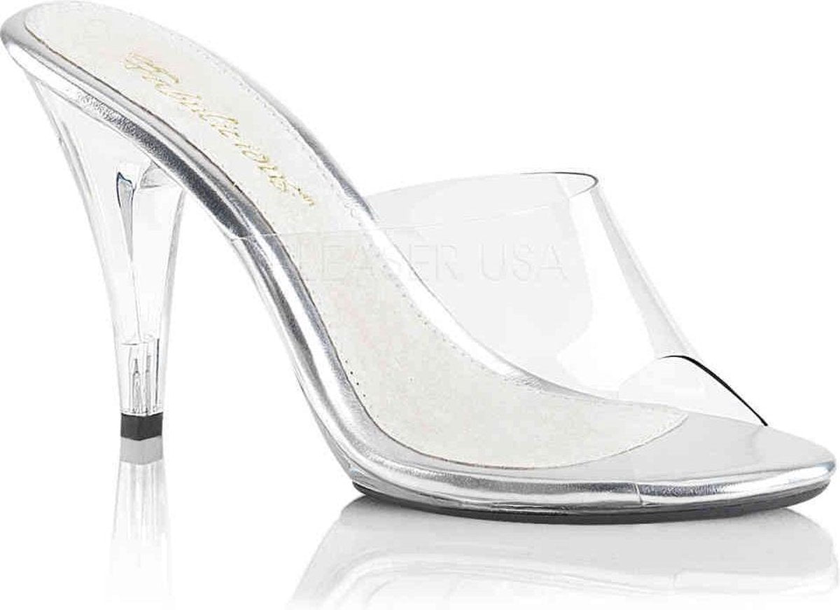 Fabulicious Muiltjes met hak -37 Shoes- CARESS-401 US 7 Transparant/Zilverkleurig