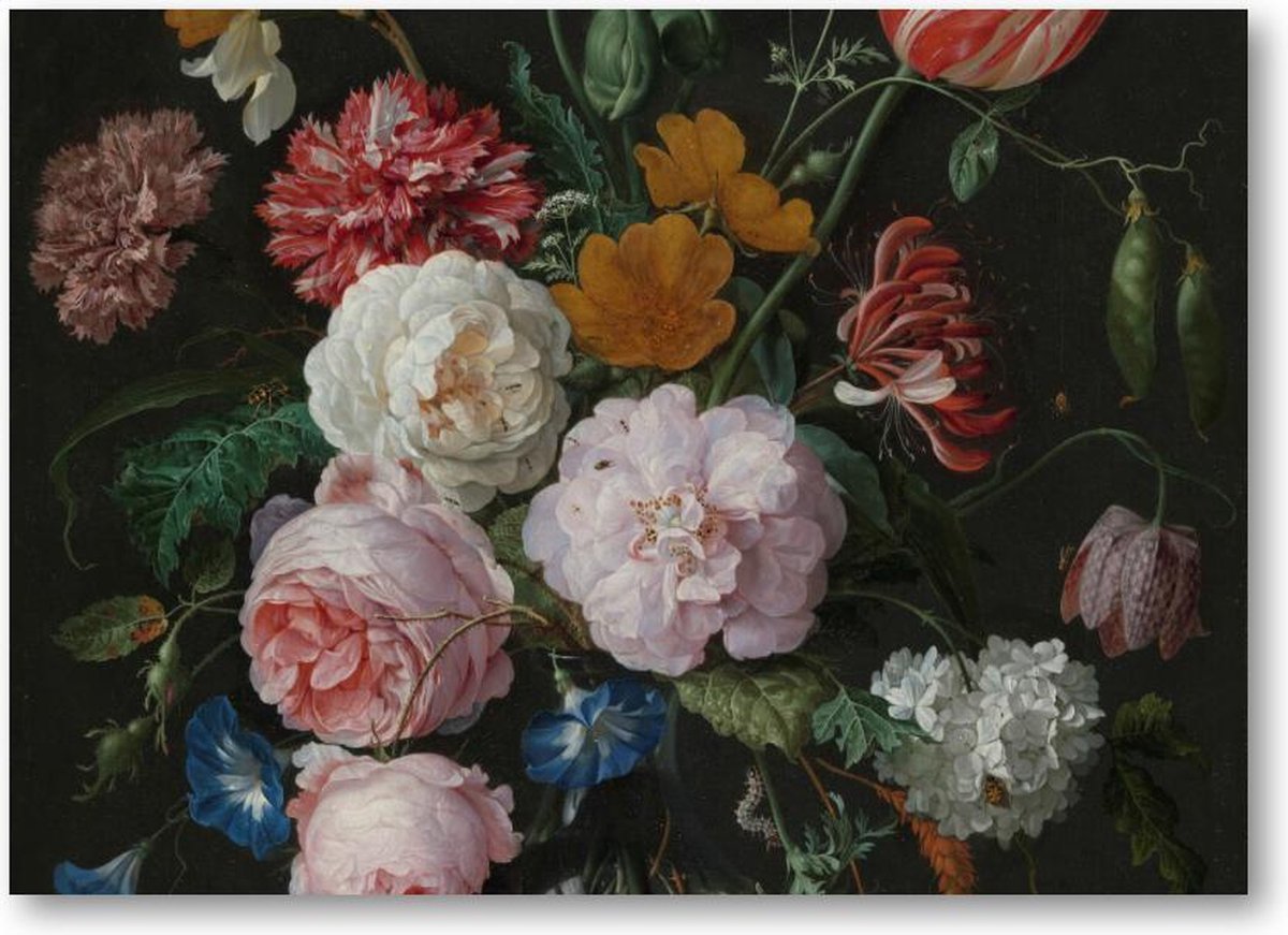 Stilleven met bloemen in een glazen vaas - 120 Stukjes puzzel voor volwassenen - Jan Davidsz - Meesterwerken - Bloemen