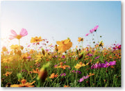 Bloemen in veld met zonsondergang - 120 Stukjes puzzel voor volwassenen - Natuur - Bloemen