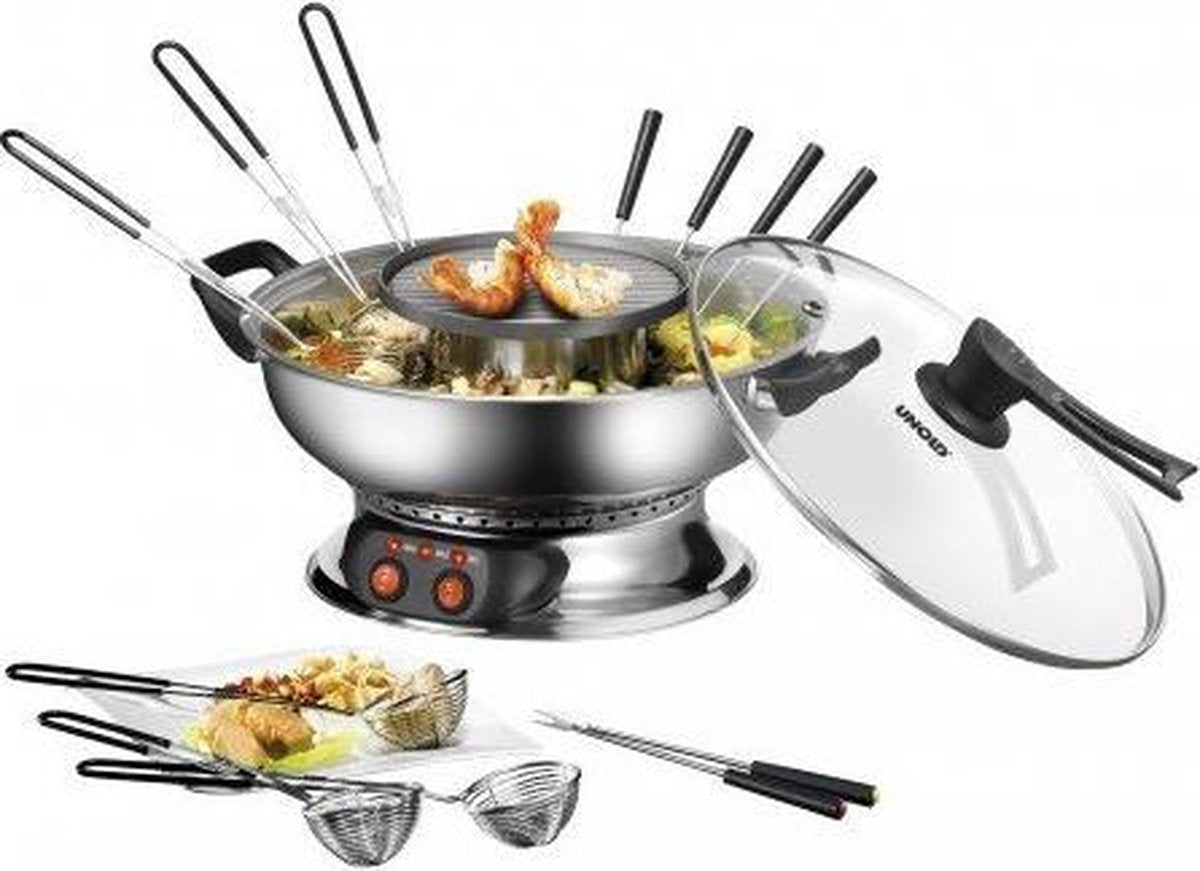 Unold 48746 Asia Fondue - Elektrische Fonduepan - 6 Fonduevorkjes