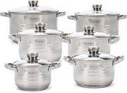Edënbërg Classic Line - RVS Luxe Pannenset 12 delig - Voorzien Van 9-Laags Bodem!