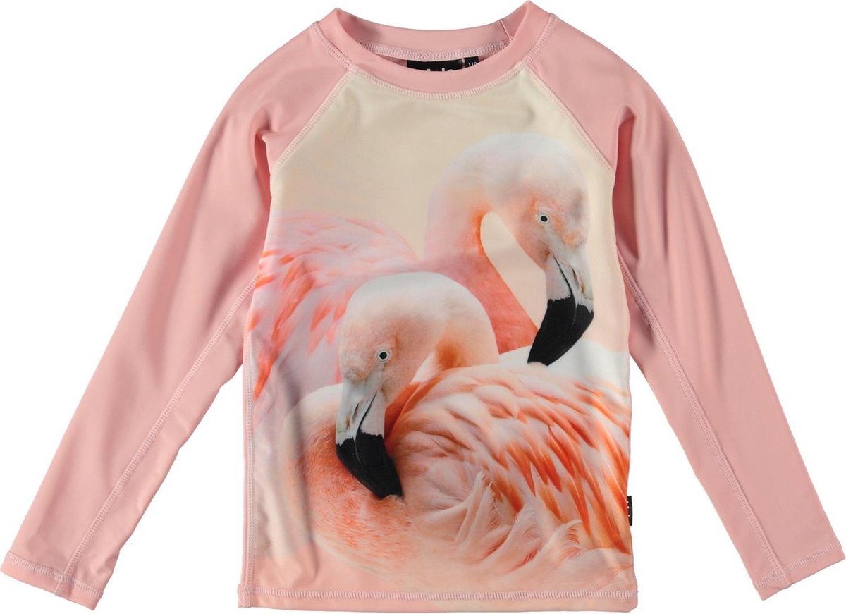 Molo - UV-zwemshirt meisjes lange mouwen - Neptune - Flamingo - roze - maat 86-92cm