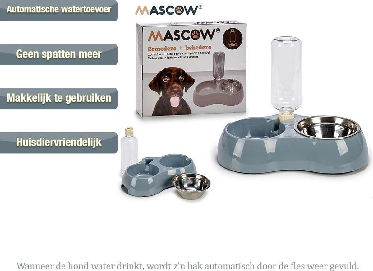 Honden Drink en Voerbak Met fles - Honden Drinkbak - Honden voerbak - Hondenvoer bakken - Water bak voor dieren - voer bak voor dieren