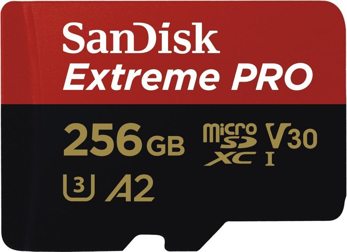 Sandisk Extreme Pro Micro SDXC 256GB - A2 V30 - met adapter