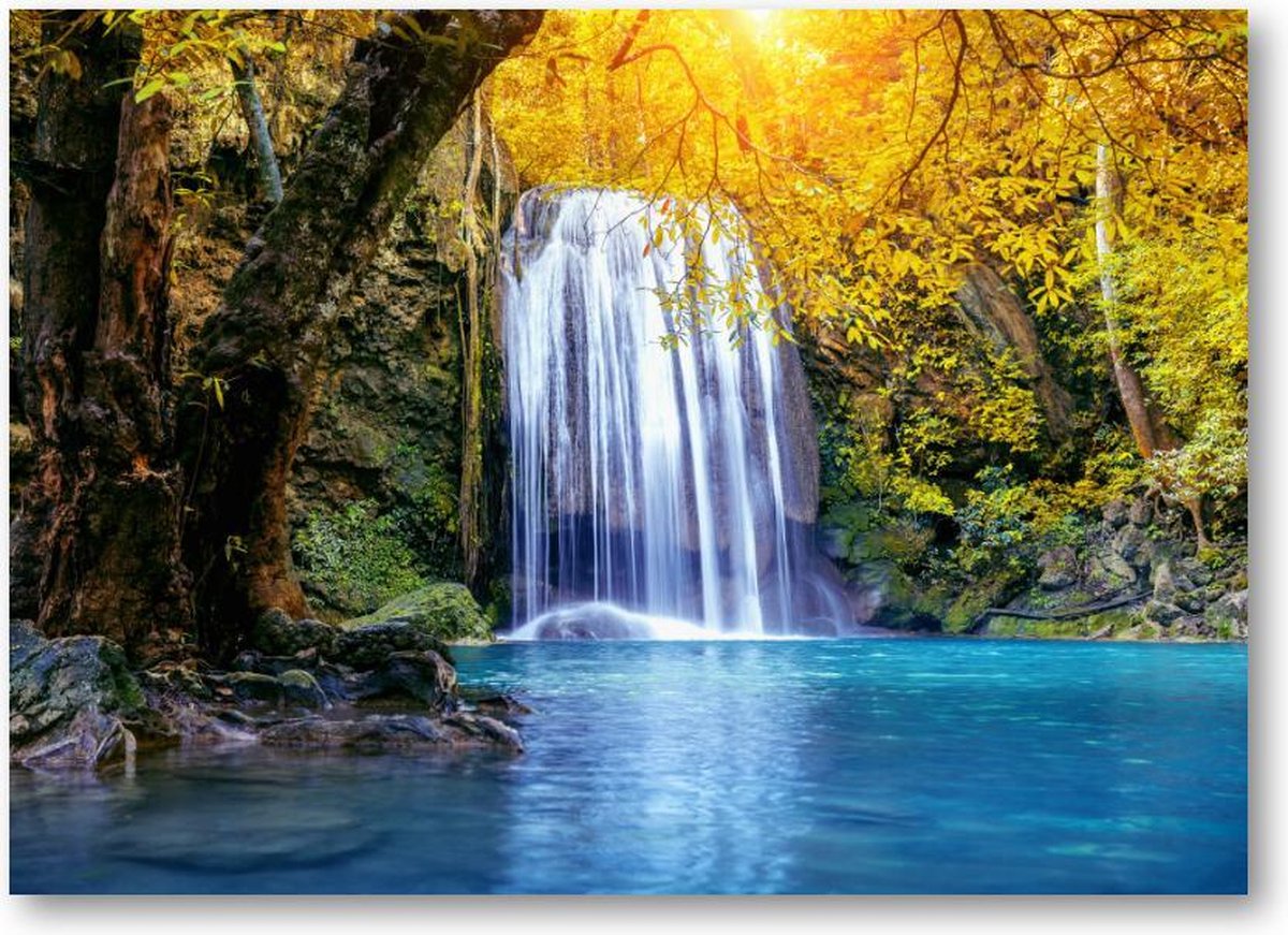 Oase aan waterval - Erawan waterval in de herfst