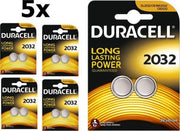 10 Stuks (5 Blister a 2st) Duracell CR2032 3V lithium knoopcel batterij