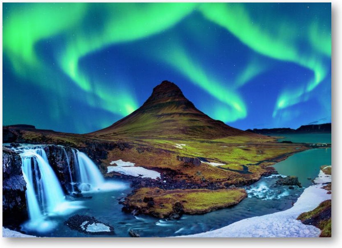 Noorderlicht - bij Kirkjufell in IJsland - 120 Stukjes puzzel voor volwassenen - Landschap - Sterren - Natuur