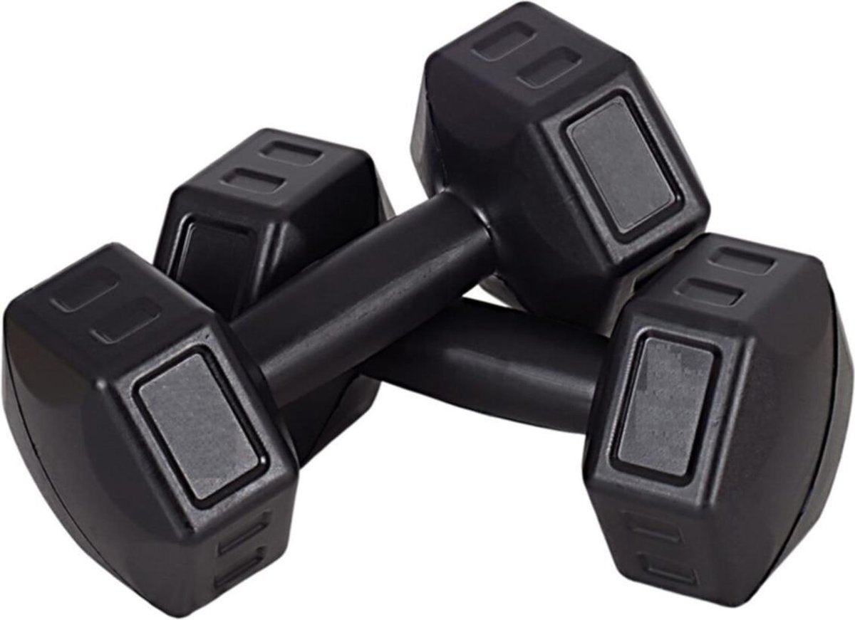 2x Dumbells - 3 kg - Dumbells Set - Zwart - Gewichten - Gewichten Set -  Gewichten 3 Kg - Gewichten Fitness - Dumbells 3 Kg