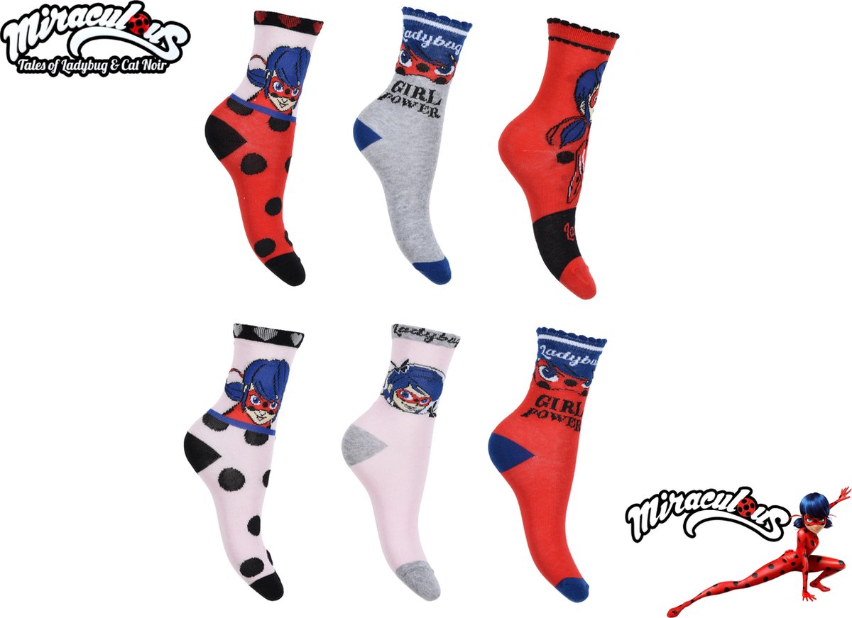 6 paar sokken Miraculous Ladybug maat 23/26