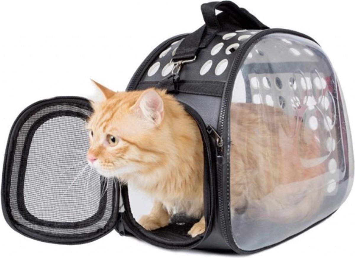 Transporttas Kleine Huisdieren - Draagbare Reistas Met Schouderriem - Draagtas Reismand Voor Kleine Honden/Katten/Konijn/Puppy - Pet Carrier Transport Bag Tas - Anti Stress Dankzij Transparante Zijwanden & Ventilatiesysteem - 43x32x30 CM