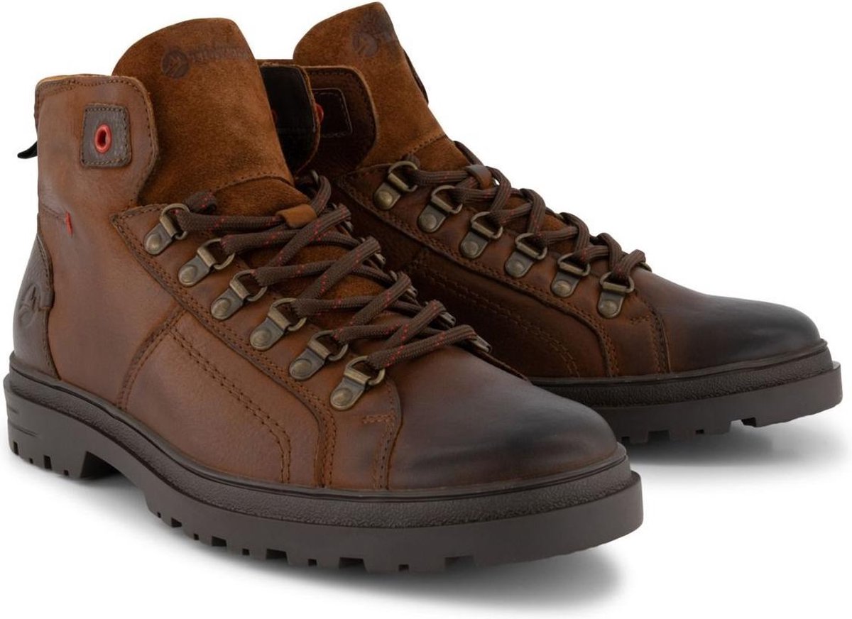 Travelin' Skaidi Heren - Comfort leren veterschoenen met rits - Sneakers - Cognac Leer - Maat 42