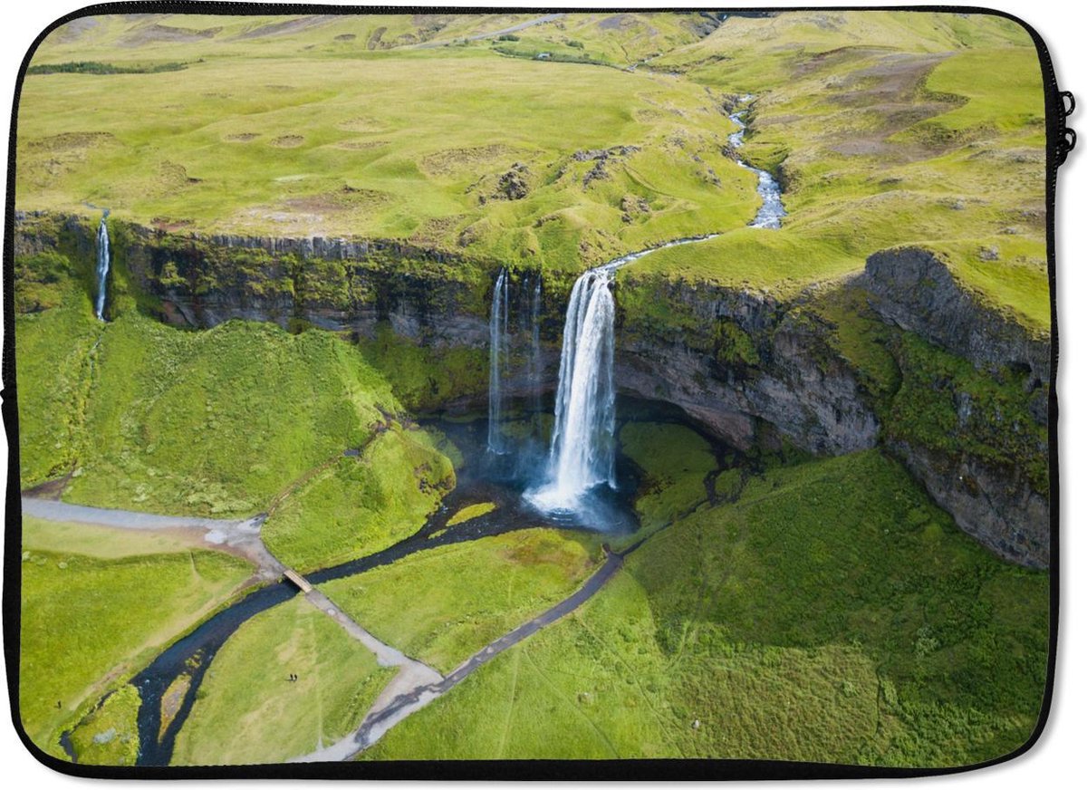 Laptophoes 14 inch - Waterval - Groen - Seljalandsfoss - Laptop sleeve