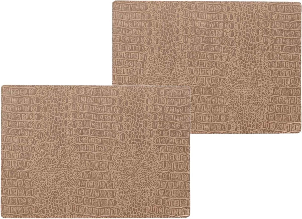 12x stuks stevige luxe Tafel placemats Coko beige 30 x 43 cm - Met anti slip laag en Pu coating toplaag