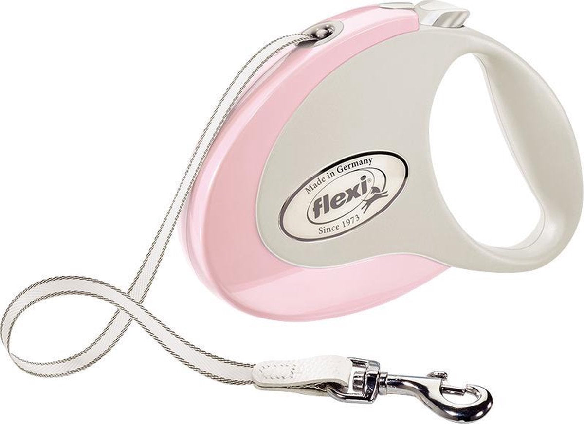 Hondenriem - looplijn - FLEXI rollijn STYLE - TAPE - M -ROSE - 5 meter