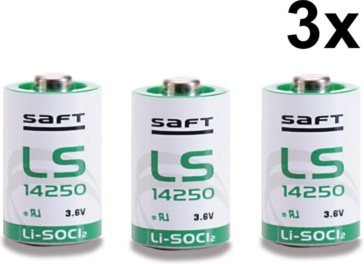 3 Stuks - SAFT LS14250 / 1/2AA Lithium batterij 3.6V