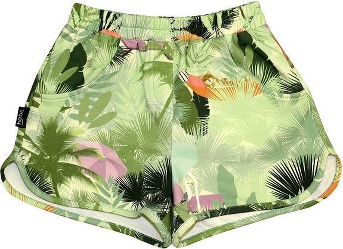 HEBE - meisjes korte broek - palm print - groen - Maat 134/140