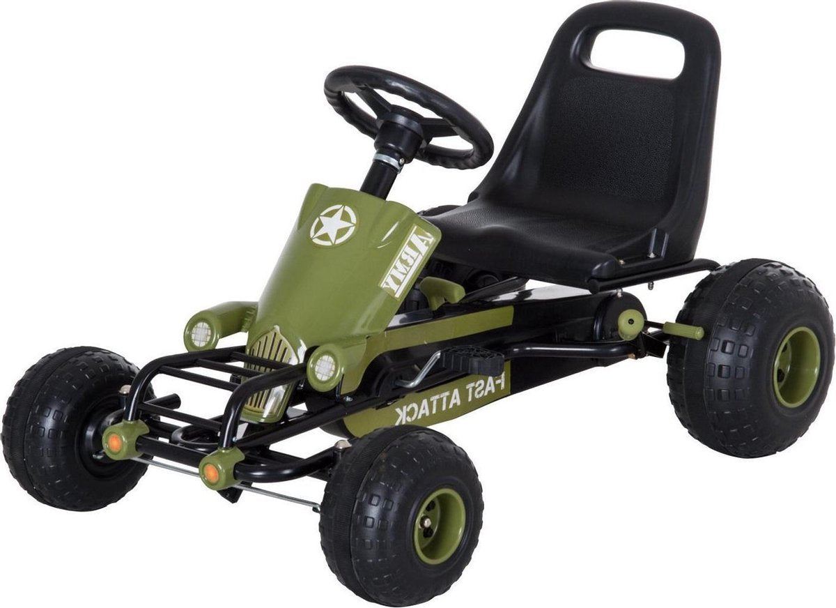 HOMCOM Pedaalauto Pedal Go Kart vanaf 3 jaar groen