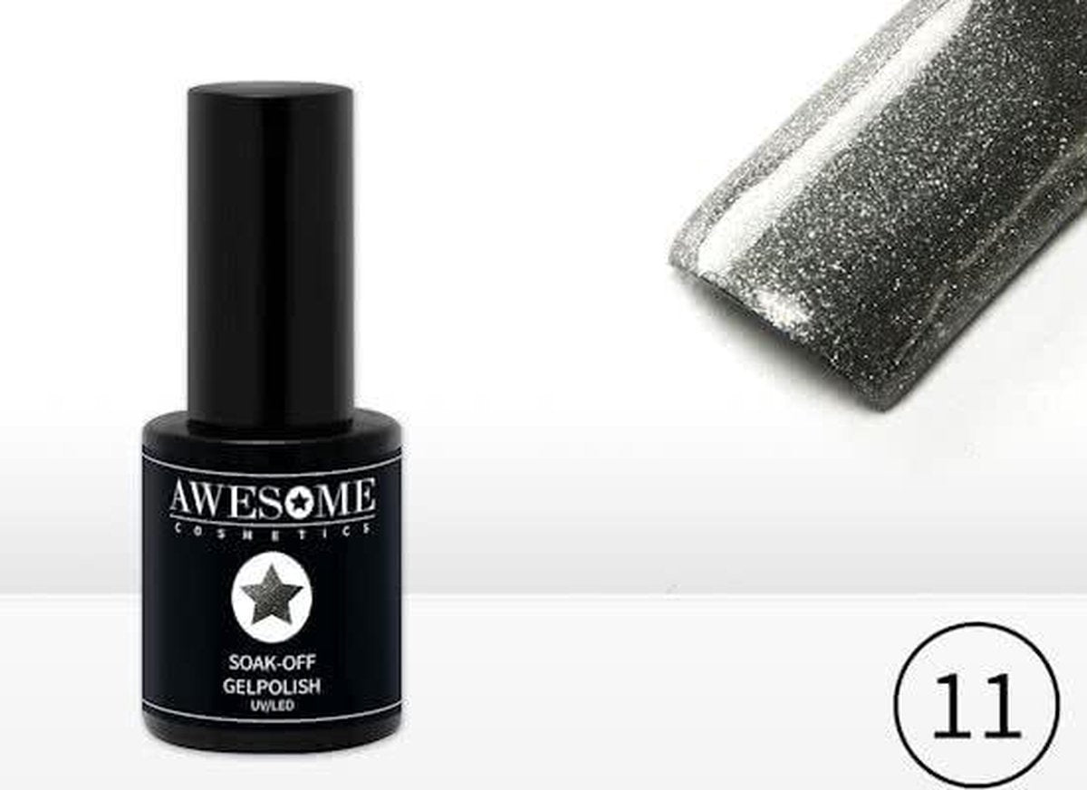 Awesome #11 Grijs met fijne glitter Gelpolish - Gellak - Gel nagellak - UV & LED