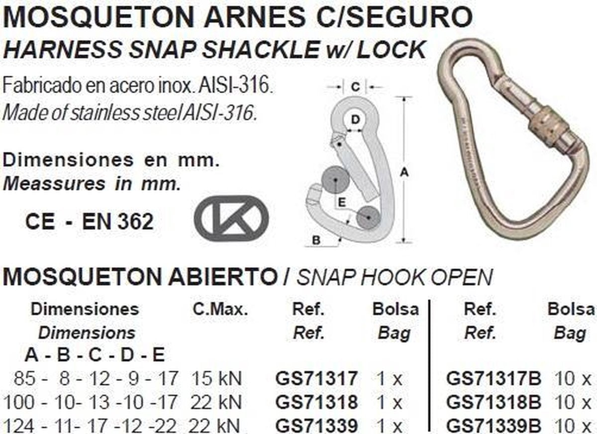 Harnas snap sluiting met oog 12mm (GS71339)