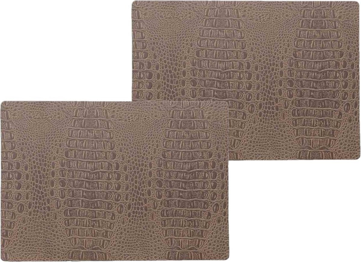 12x stuks stevige luxe Tafel placemats Coko bruin 30 x 43 cm - Met anti slip laag en Pu coating toplaag