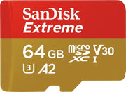 SanDisk Extreme MicroSDXC 64GB - U3 V30 A2 - 160MB/s - met adapter