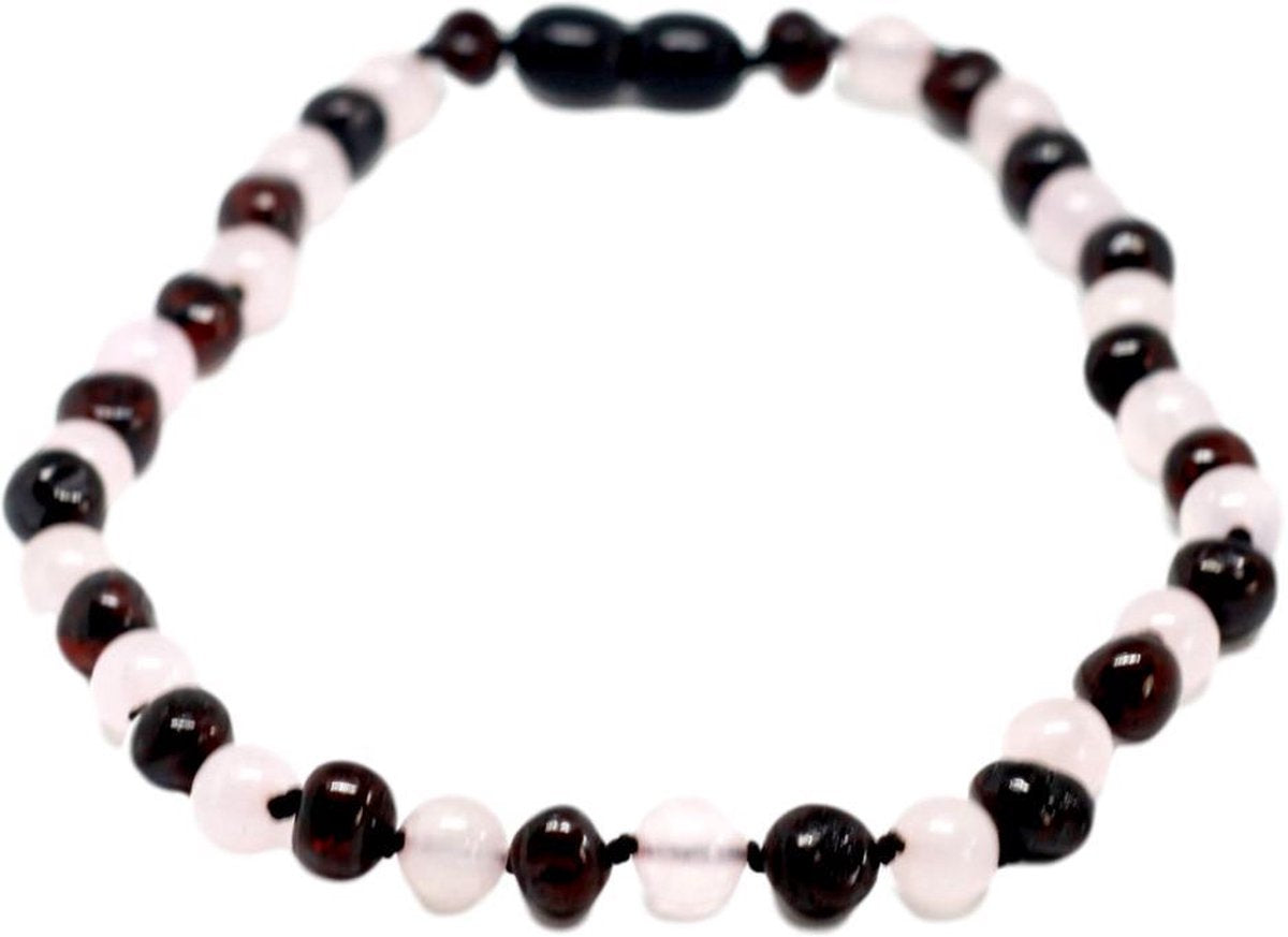 Barnsteen babyketting - Rosé & Black Cherry | Amber | Pijnstillende werking bij doorkomende tandjes |  Handgemaakt | Gratis verzending | Kidzstore.eu
