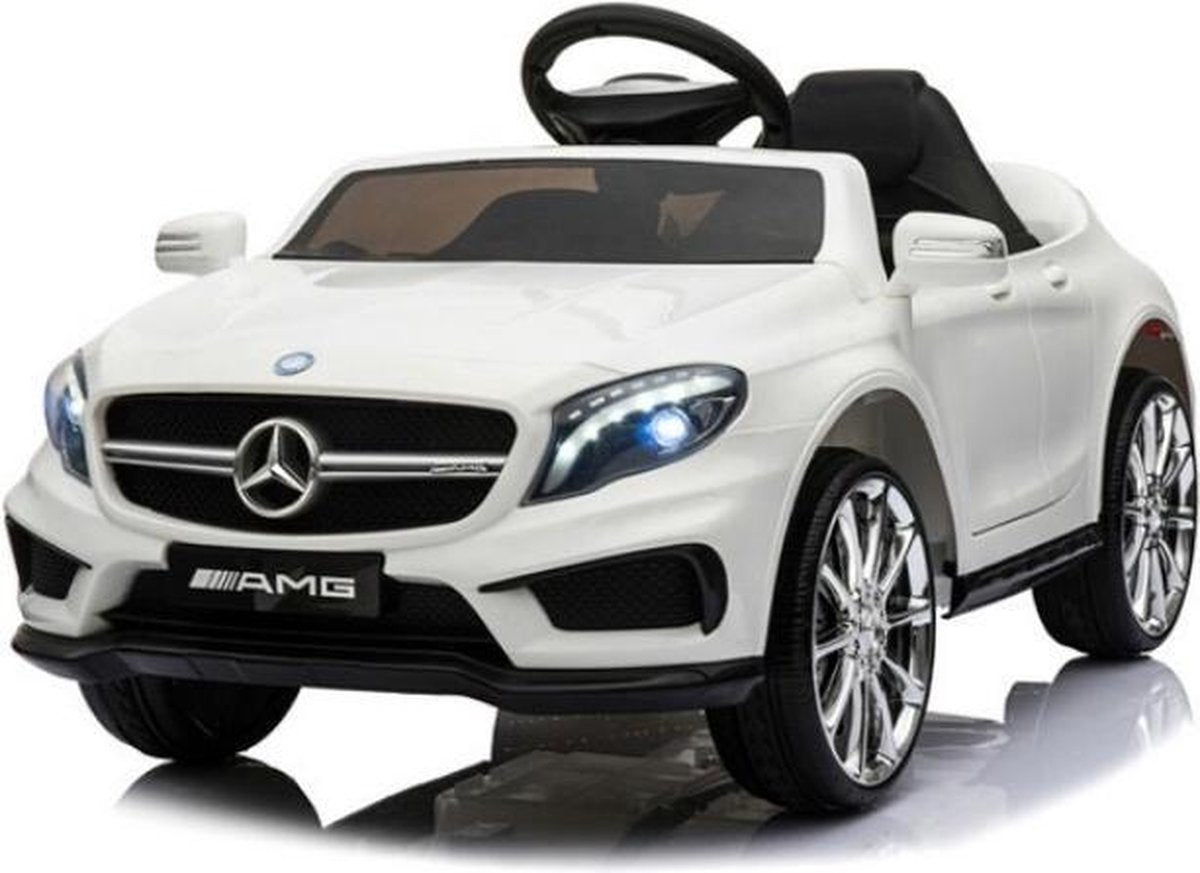 Mercedes GLA 45 Elektrische Kinderauto 12v - Wit - Afstand Bestuurbaar - Muziek Module - 12v - Kunst Lederen Stoelen - Rubberen banden