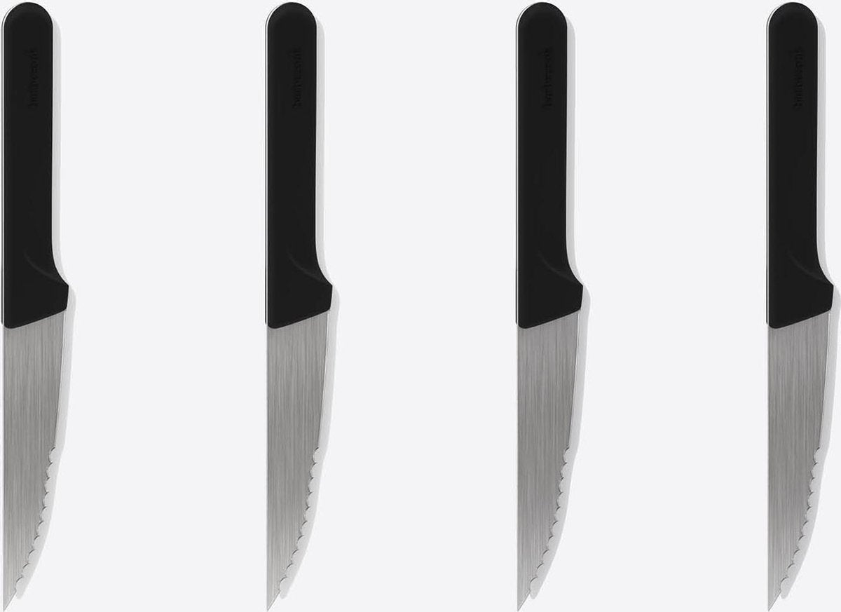 Barbecook - Olivia Steakmessen - 4 stuks - Vaatwasserbestendig - RVS - Zwart - 25cm