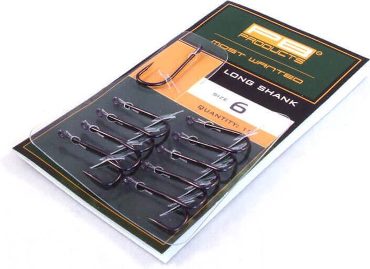 PB Products - Long Shank Hook - Karperhaken 10 stuks - Maat 8