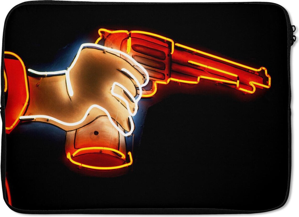 Laptophoes 13 inch - Neon hand met pistool - Laptop sleeve