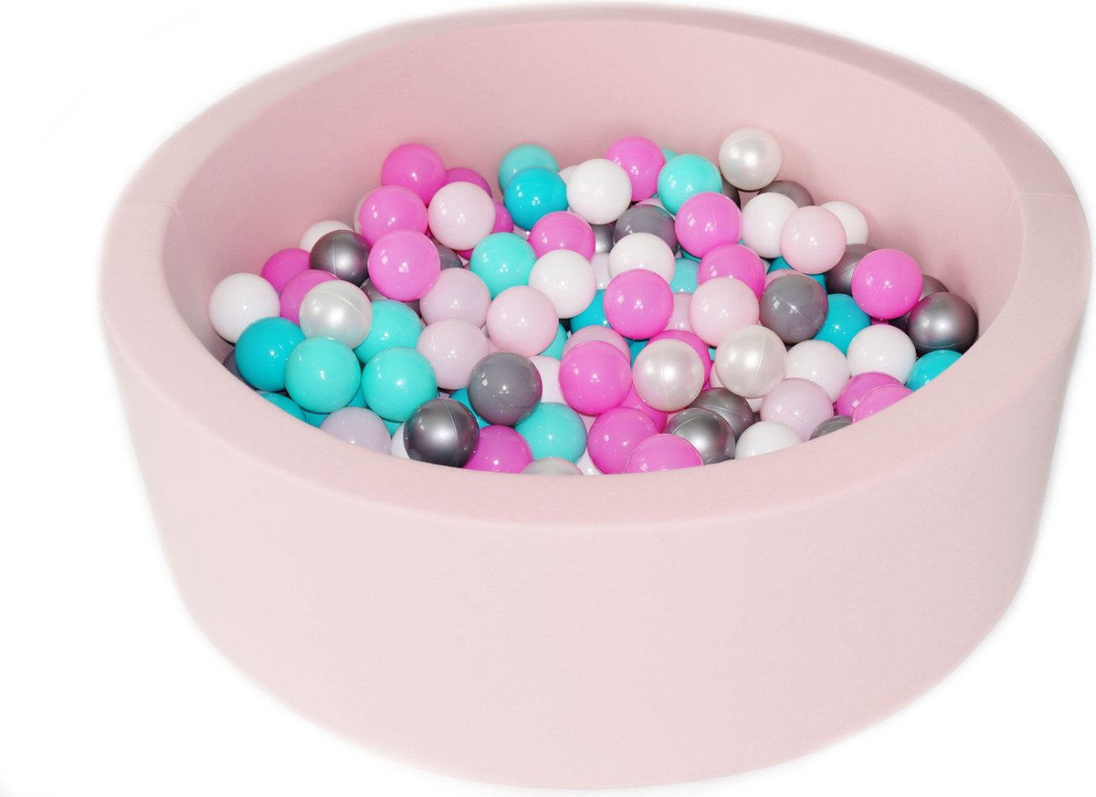 Ballenbad 90x30cm inclusief 200 ballen - Roze: wit