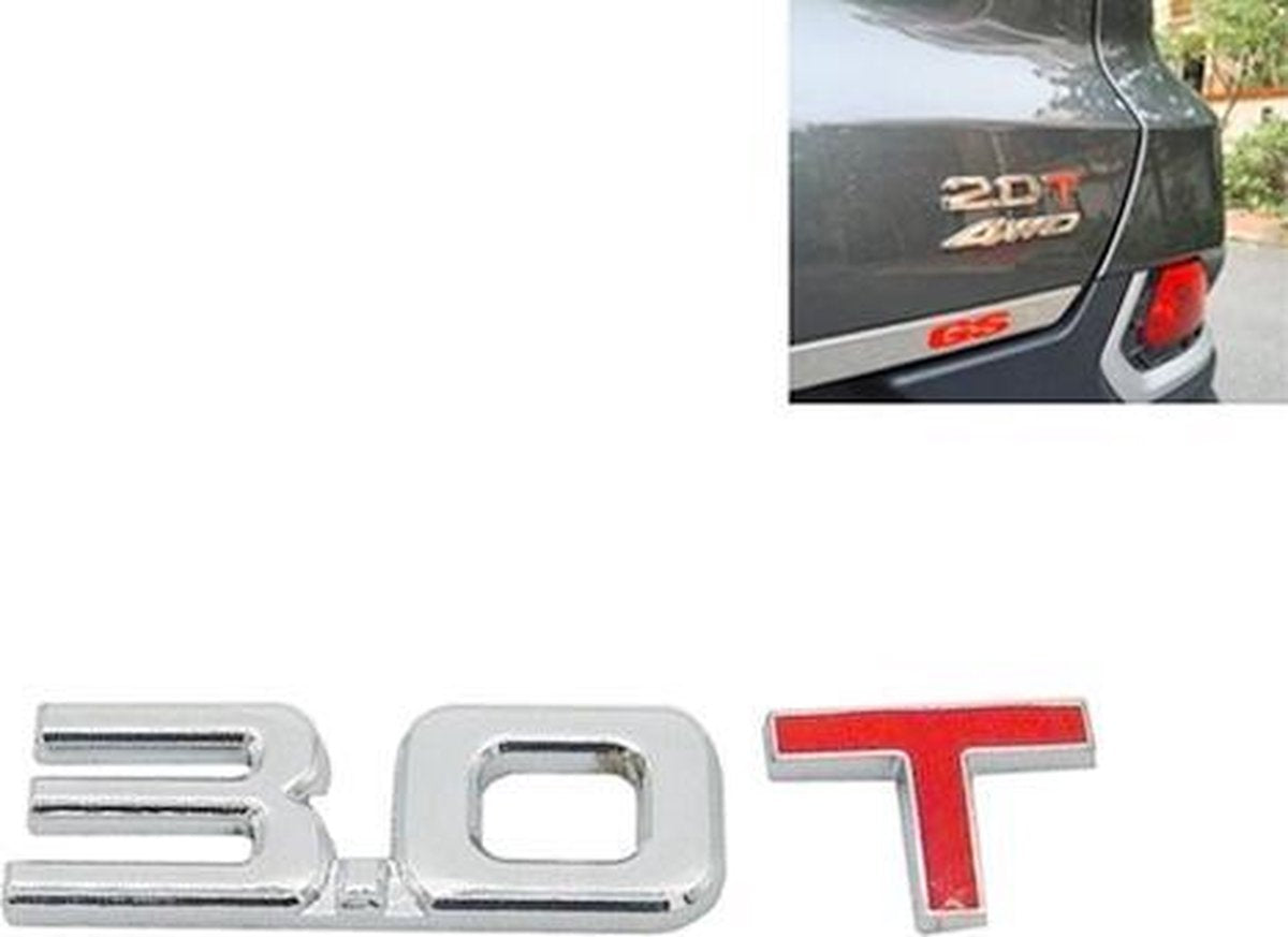 3D universele sticker verchroomd metaal 3.0T auto embleem Badge Sticker auto Trailer gas verplaatsing identificatie