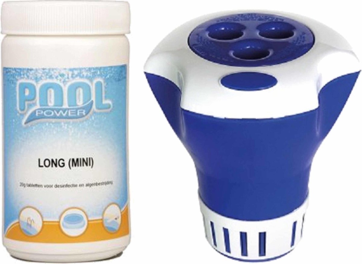 Water/zwembad chloordrijver met thermometer voor kleine zwembaden - Inclusief 20 grams chloortabletten