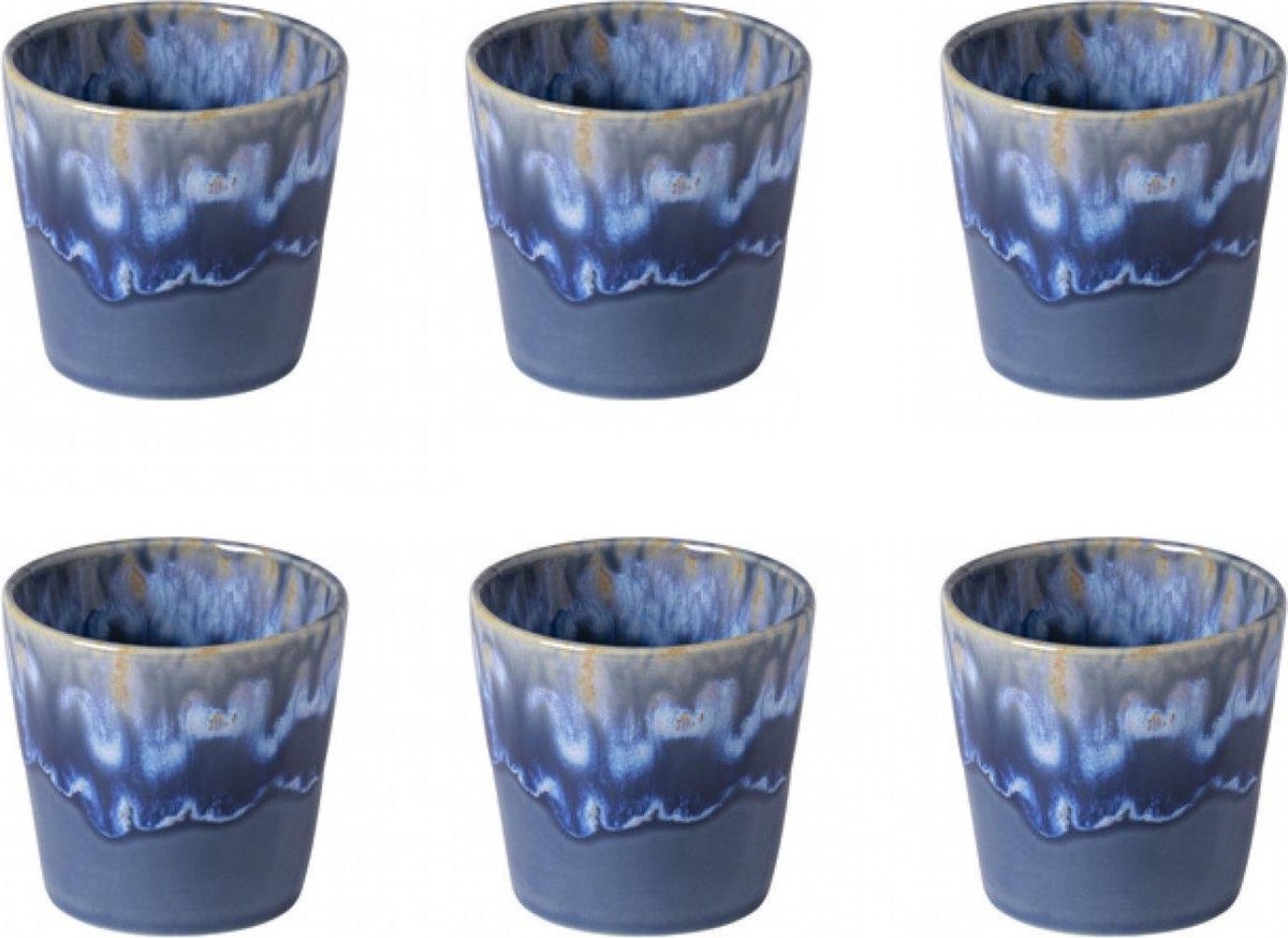Costa Nova - servies - lungo kop - Grespresso Blauw - aardewerk - set van 6 - H 7