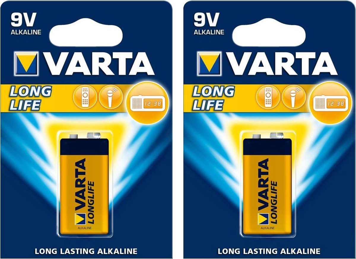 2 VARTA 9V Longlife Batterijen Alkaline