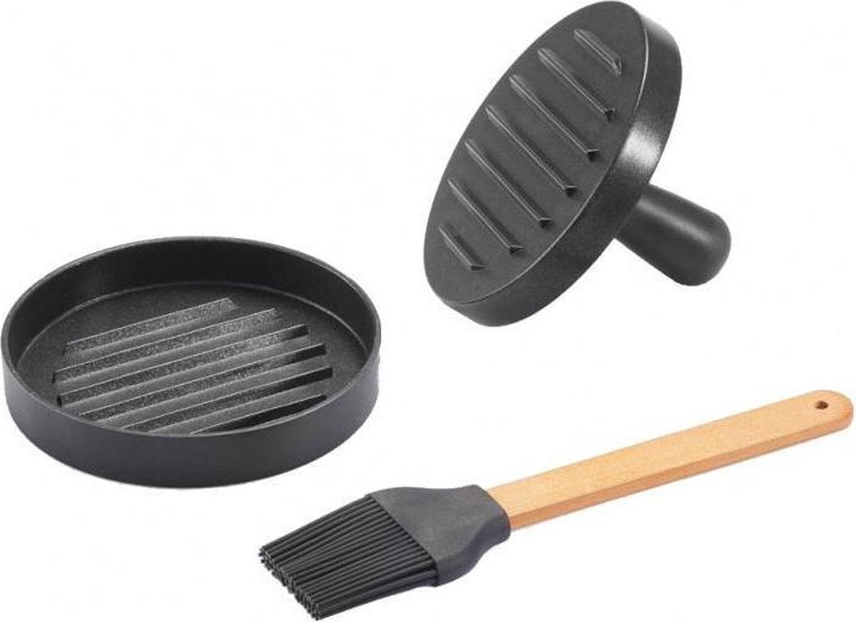 Xd Collection Hamburgerset Bbq Aluminium/Sliconen Zwart 2-Delig