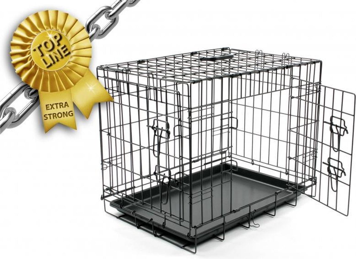 Duvo Topline Hondenbench 2 Deurs - Zwart - 62x44x50 cm