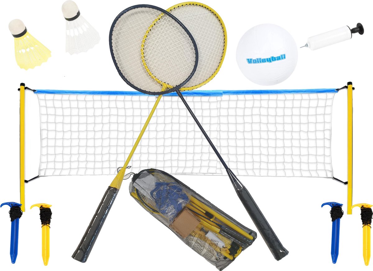 badminton set met volleybal Inclusief shuttles - met net 310 x 168 cm