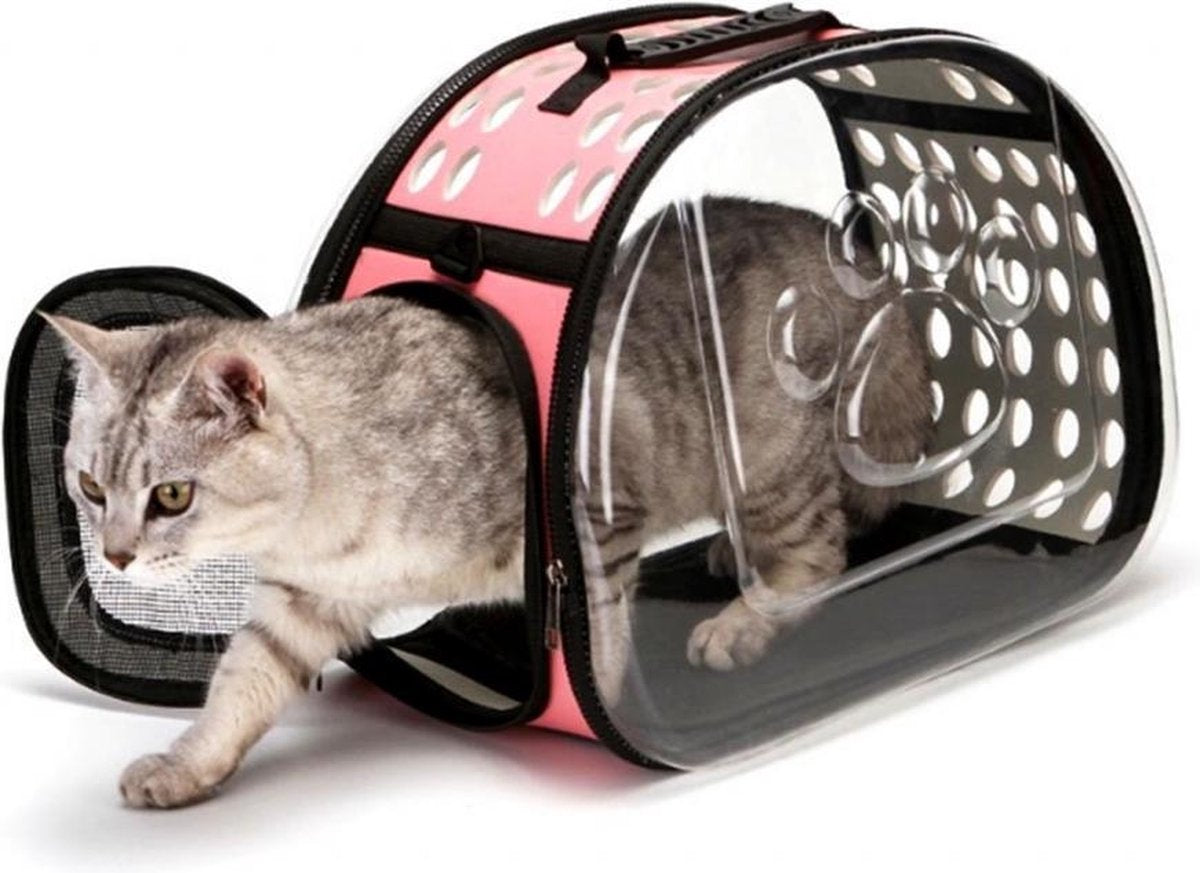 Transporttas Kleine Huisdieren - Draagbare Reistas Met Schouderriem - Draagtas Reismand Voor Kleine Honden/Katten/Konijn/Puppy - Pet Carrier Transport Bag Tas - Anti Stress Dankzij Transparante Zijwanden & Ventilatiesysteem - 43x32x30 CM