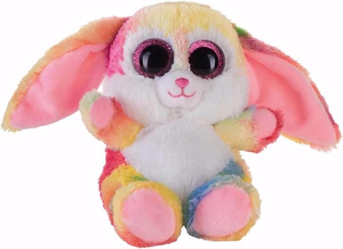 Pluche haas/konijn knuffeltje roze kleuren 15 cm