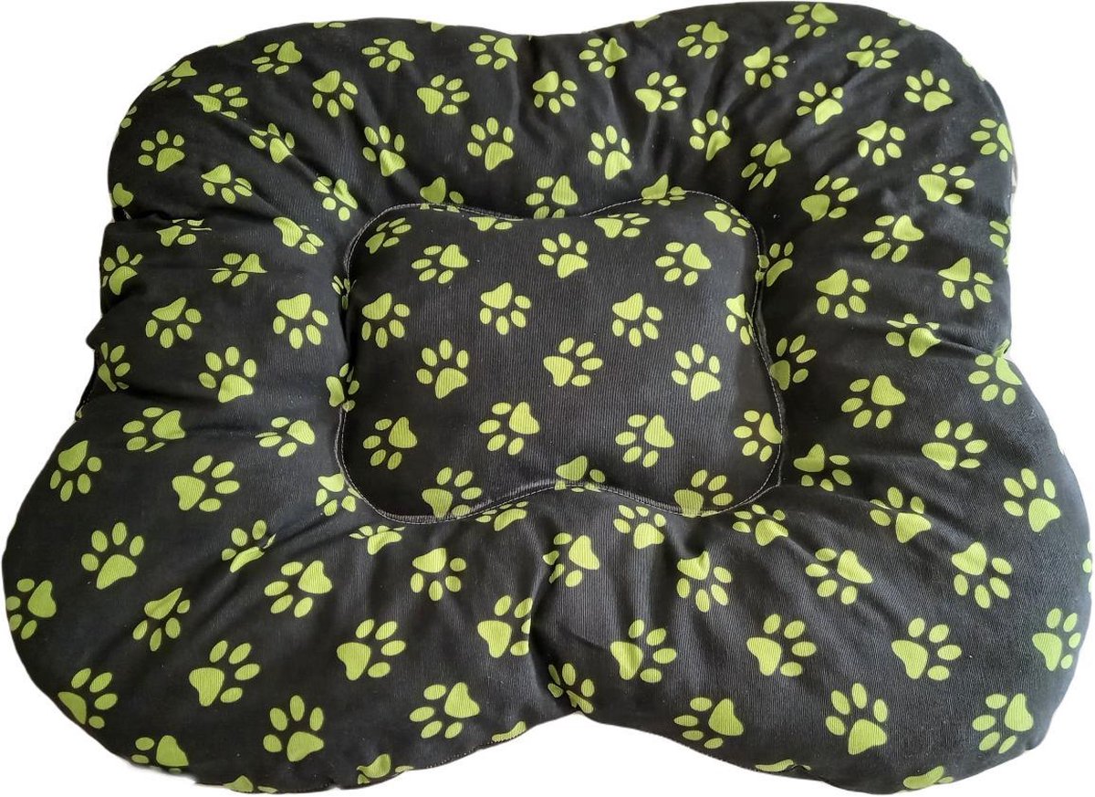 kussen voor kleine honden - Katten 70-70 cm ( Zwart met pootmotieven)