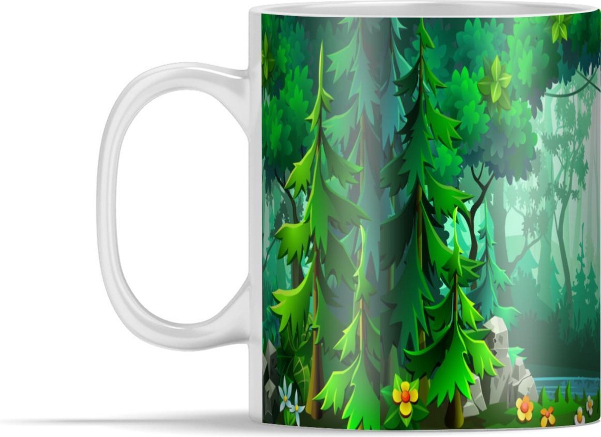 Mok - Bos - Bloemen - Illustratie - 350 ml - Beker