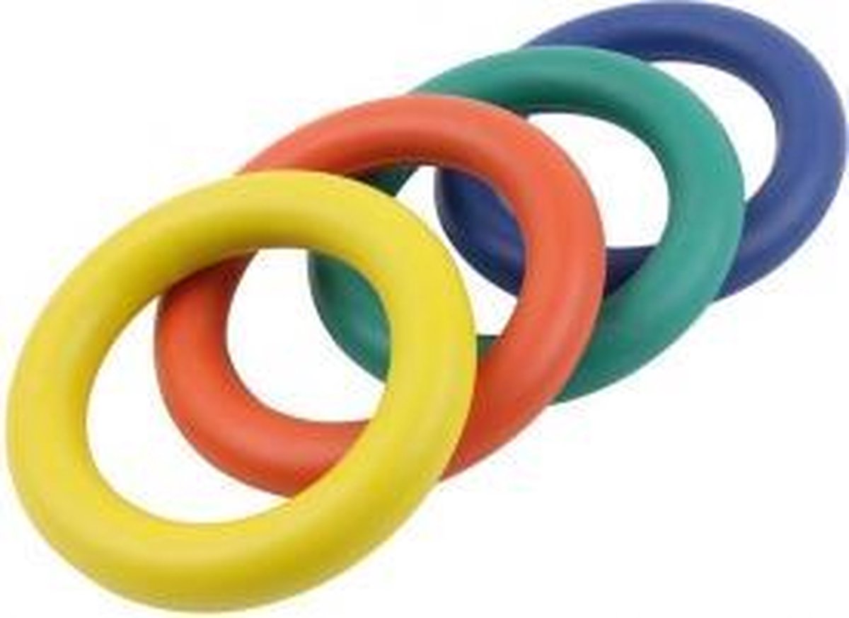 eSAM® - Werpring - Tennisring - Throwingring - Quoits - Ø 18 cm - ca. 200 g - set van 4 ringen - Rubber - mix kleuren