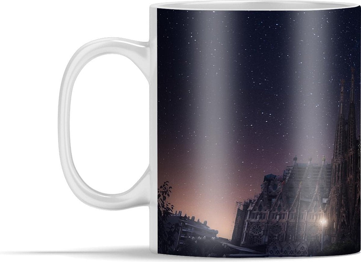 Mok Barcelona  - Sterren boven de La Sagrada Familia mok keramiek - 350 ml - mok/kop met foto