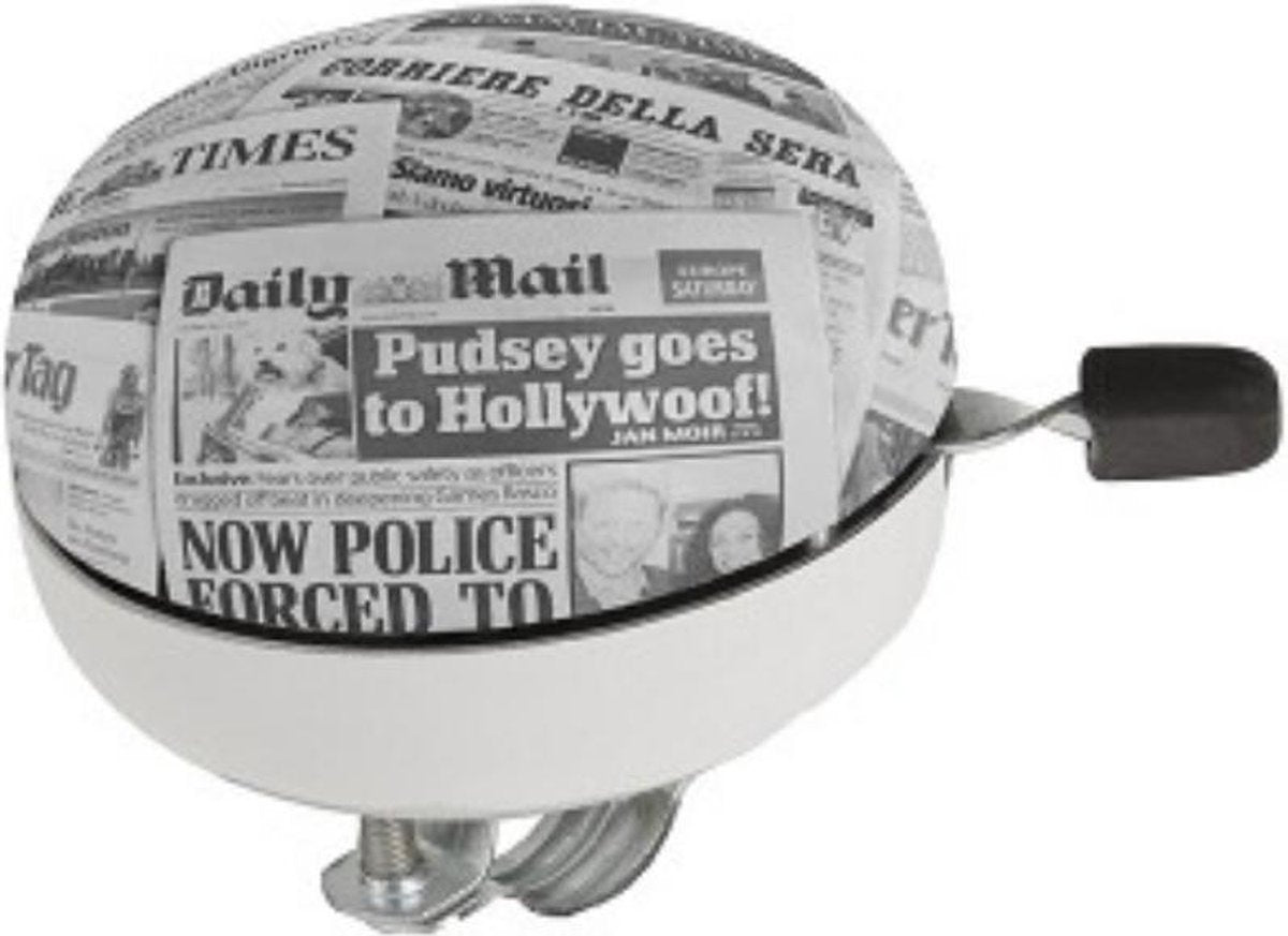 Fietsbel M-Wave Ding-Dong ø80mm - Newspaper White