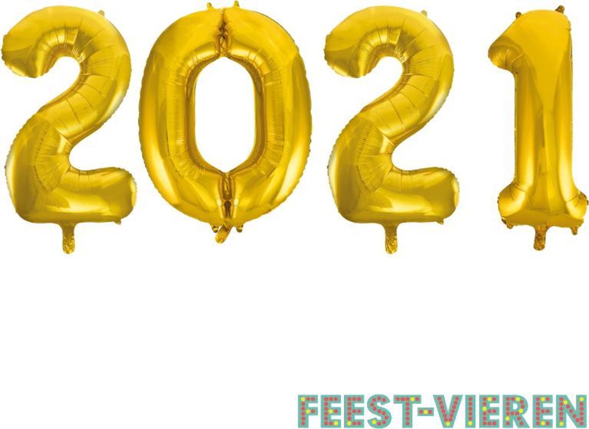 Folieballon 2021 goud 86cm | Oud & Nieuw Versiering | Nieuwjaar ballonnen