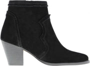 Tango | Ella western 13-c black suede fringe boot - wooden heel/natural sole | Maat: 40